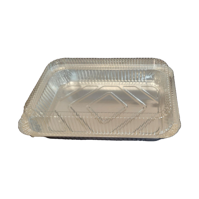 4 LB Foil Pans with Lids 12 x 8 x 1.6” Aluminum Trays and Plastic Dome Lids for Baking, Roasting, Broiling, Or Storage 250 Sets