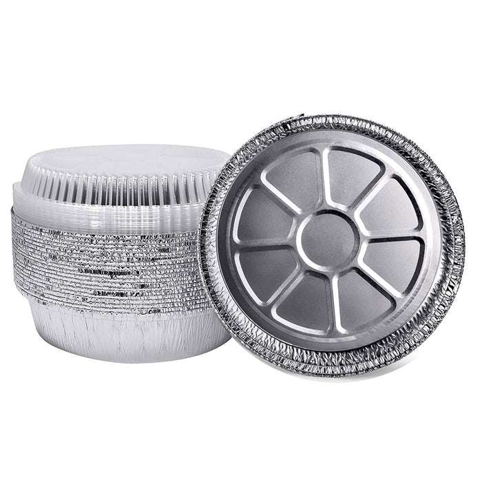 20 sets Premium 9-Inch Round Foil Pans with Plastic Dome Lids l Disposable Aluminum Pan for Roasting, Baking, or Cooking