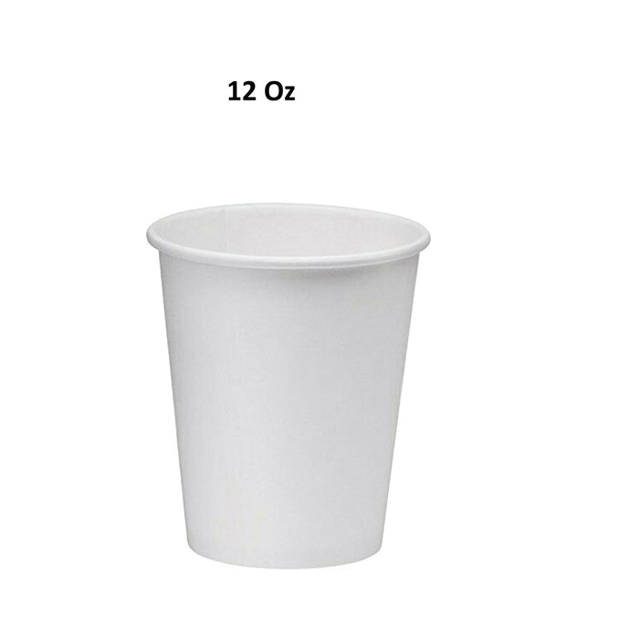 12oz Paper Coffee Cups - Disposable White Hot Cups for Coffee, Tea or Hot Chocolate