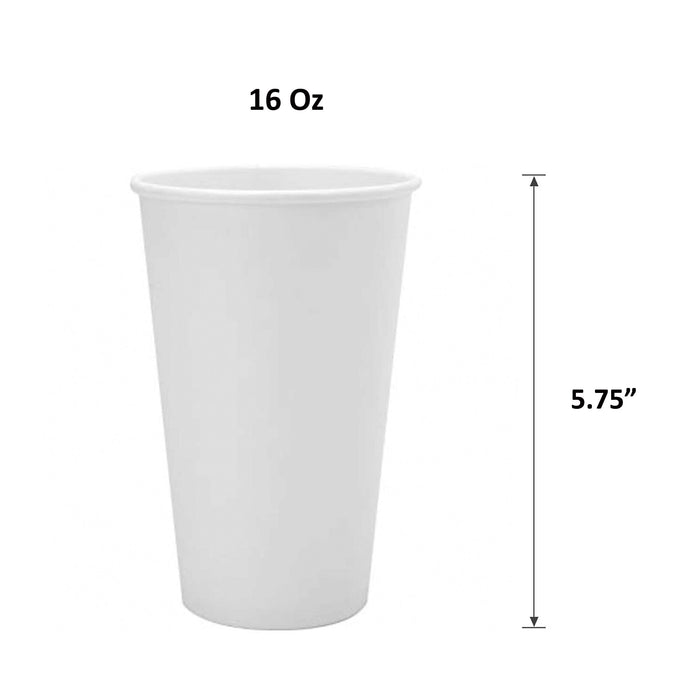 16oz Paper Coffee Cups - Disposable White Hot Cups for Coffee, Tea or Hot Chocolate