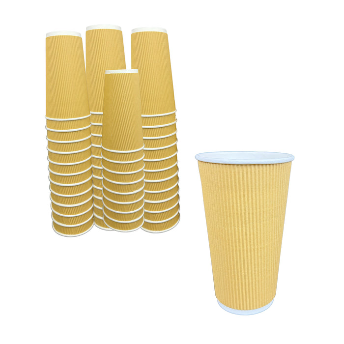 20 oz Corrugated Insulated Ripple Wall Paper Coffee Cups (Case of 500) Disposable To Go Cups for Hot Beverage or Cold Drinks Office, Home, Cafe, Camping
