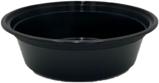 Food Prep Containers with Black Base & Clear Lids - 8” Round & 2 1/2" Depth Microwavable Disposable Freezer-Safe BPA-Free Plastic Meal Storage, Combo Pack of 150 sets - 37oz
