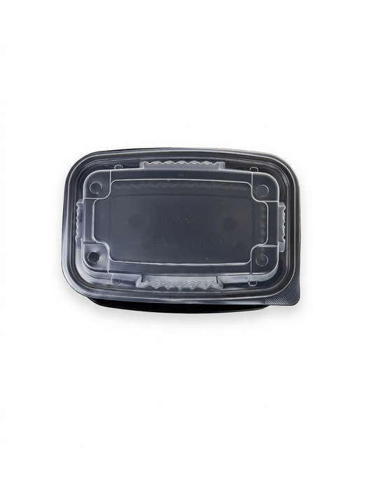 9x6 1-Compartment Container with Lid, Clear Top, Black Base, Combo Pack, Vented Lids