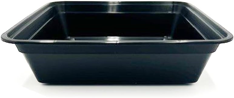 48oz Food Prep Containers with Black Base & Clear Lids - Square & 2" Depth Microwavable Disposable Freezer-Safe BPA-Free Plastic Meal Storage, Combo Pack of 150 sets