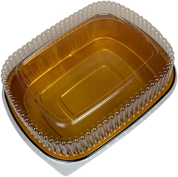 Medium Black and Gold Pan with Dome Lid | 50 Sets Big Pans with Dome Lids | Durable & Versatile Pans with Dome Lids Serving Foods Hot Meals Baking Desserts BBQs Catering