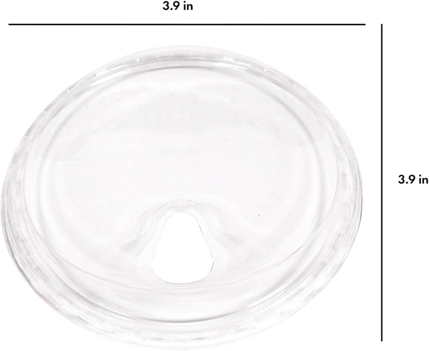 Strawless Plastic Lids, 98mm Diameter, Fits 12-24 Oz Cups, Crystal Clear PET Plastic Sip Lids