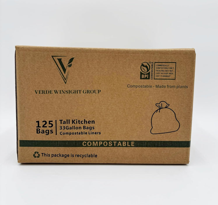 BPI Certified Compostable Trash Bags 33 Gallon Bags Compostable Trash Liners 125 Counts