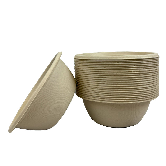 32oz Round Paper Bowls Only - Compostable Heavy-Duty Eco-Friendly Disposable Bagasse Bowls Sugarcane Natural plant Fibers