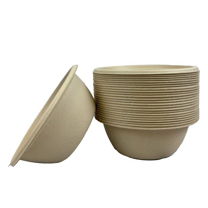 24oz Round Paper Bowls Only - Compostable Heavy-Duty Eco-Friendly Disposable Bagasse Bowls Sugarcane Natural plant Fibers