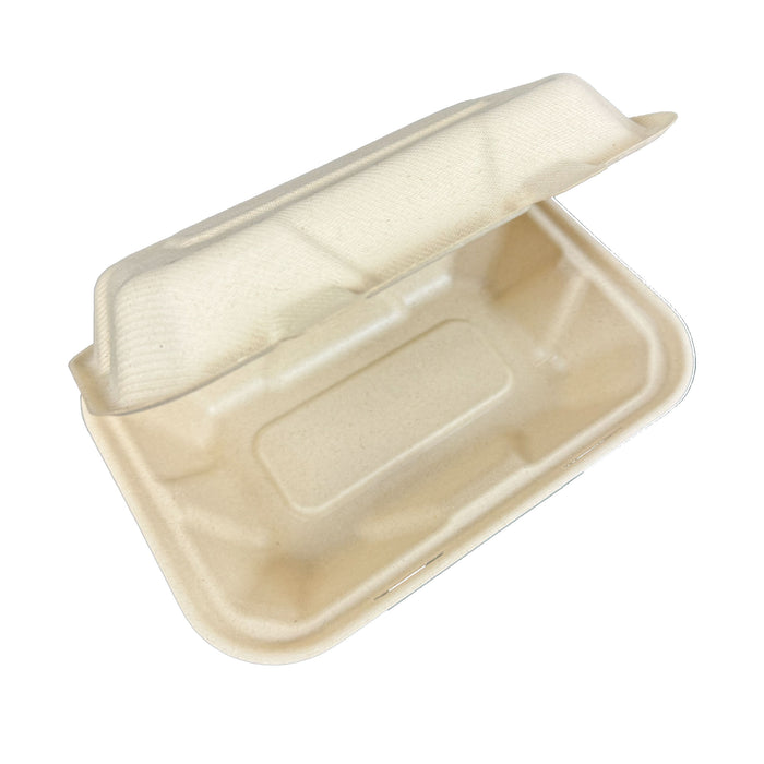 Eco-Friendly 9" x 6" Sugarcane Clamshell Containers Bagasse To-go Box (Pack of 200)