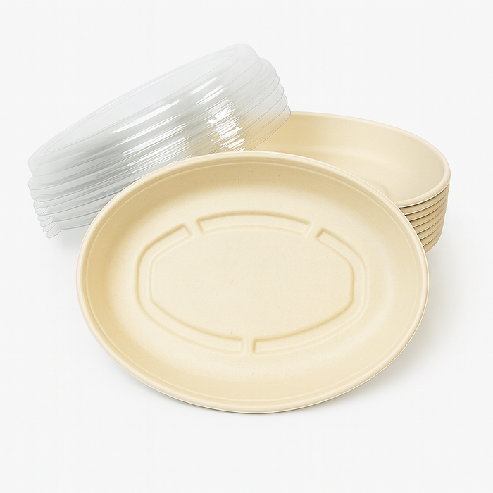 300 Sets of 26 oz Burrito Bowls WITH LIDS, Compostable Fiber, Biodegradable Bagasse Bowl