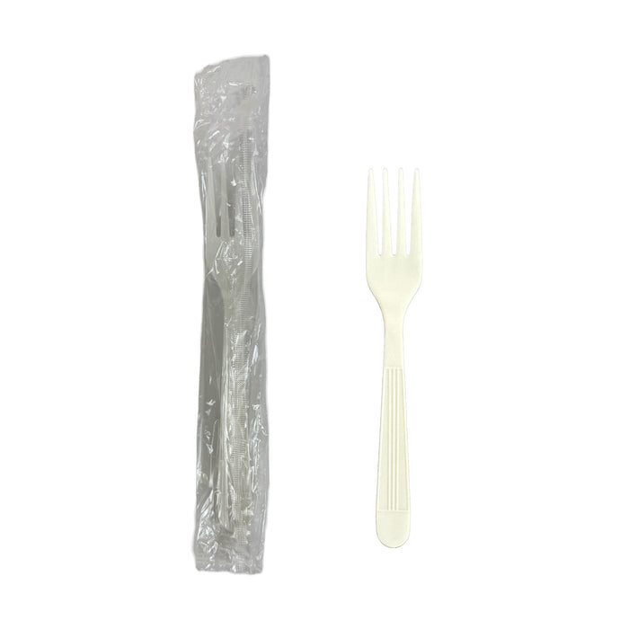 Wrapped Heavy-Weight Disposable Forks, White Case of 1000 Counts