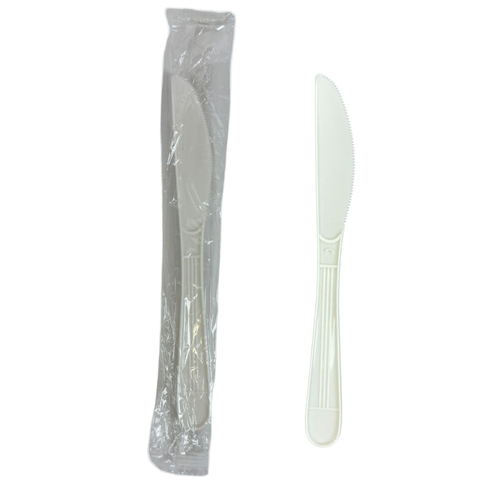 Wrapped Heavy-Weight Disposable Knife, White Case of 1000 Counts
