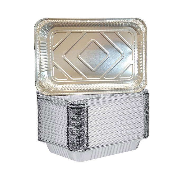DHG PROFESSIONAL 4 LB Aluminum Foil Pans, 12 x 8 x 1.7” Trays, Foil Pans for Baking, Roasting, Broiling Case of 250 Counts