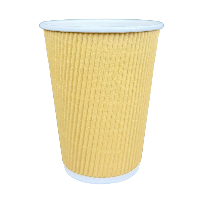 12 oz Corrugated Insulated Ripple Wall Paper Coffee Cups (Case of 500) Disposable To Go Cups for Hot Beverage or Cold Drinks Office, Home, Cafe, Camping