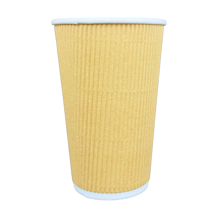 16 oz Corrugated Insulated Ripple Wall Paper Coffee Cups (Case of 500) Disposable To Go Cups for Hot Beverage or Cold Drinks Office, Home, Cafe, Camping