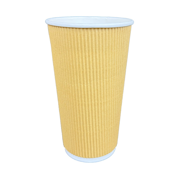 20 oz Corrugated Insulated Ripple Wall Paper Coffee Cups (Case of 500) Disposable To Go Cups for Hot Beverage or Cold Drinks Office, Home, Cafe, Camping