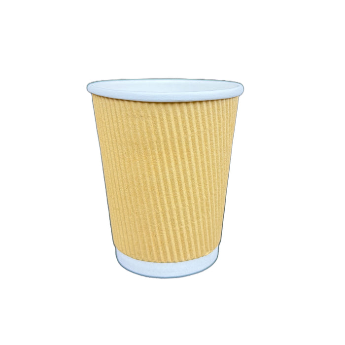 8 oz Corrugated Insulated Ripple Wall Paper Coffee Cups (Case of 500) Disposable To Go Cups for Hot Beverage or Cold Drinks Office, Home, Cafe, Camping