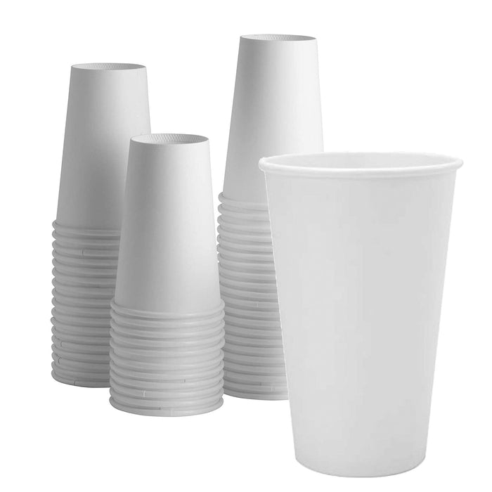 20oz Paper Coffee Cups - Disposable White Hot Cups for Coffee, Tea or Hot Chocolate