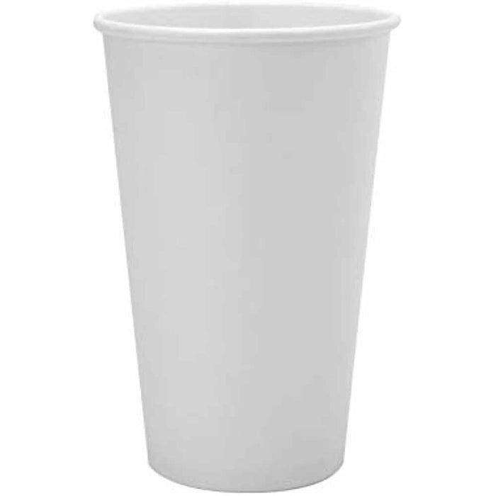 16oz Paper Coffee Cups - Disposable White Hot Cups for Coffee, Tea or Hot Chocolate