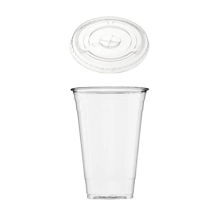 24oz Crystal Clear Plastic Cups With Flat lids - For Summary Beverage