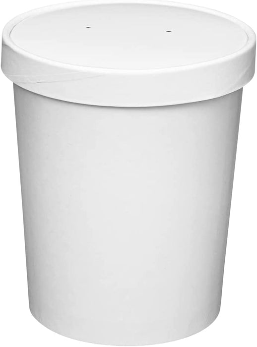 DHG Professional 250 Sets White Paper Food Containers with Vented Lids, to Go Hot Soup Bowls, Disposable Ice Cream Cups (8oz)
