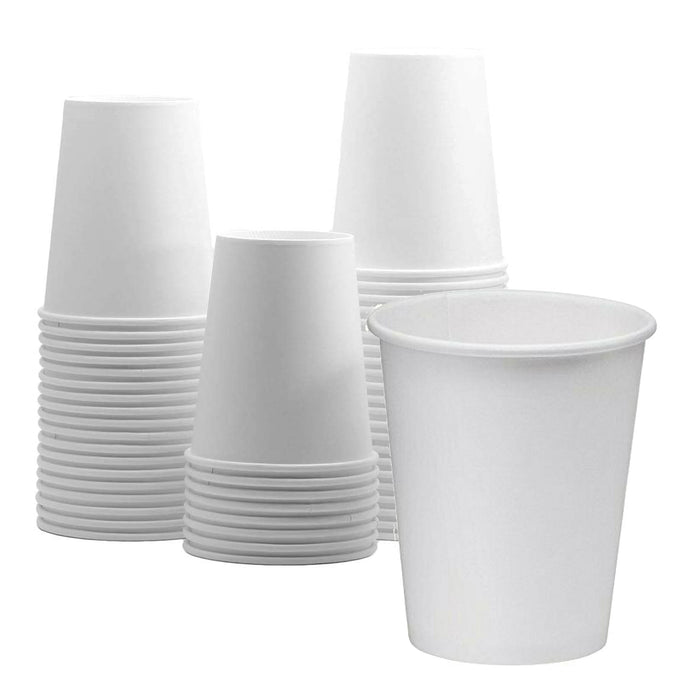 8oz Paper Coffee Cups - Disposable White Hot Cups for Coffee, Tea or Hot Chocolate