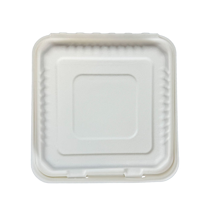 9 x 9 x 3 inches Bagasse 3-Compartment Disposable Hinged Containers 200 Pack Sugarcane Biodegradable Take out Bento Box