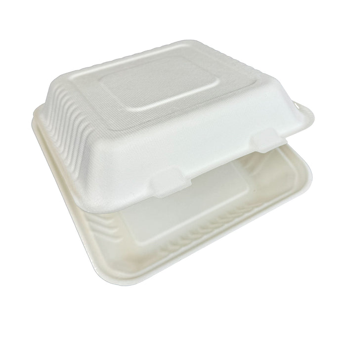 9 x 9 x 3 inches Bagasse 1-Compartment Disposable Hinged Containers 200 Pack Sugarcane Biodegradable Take out Bento Box