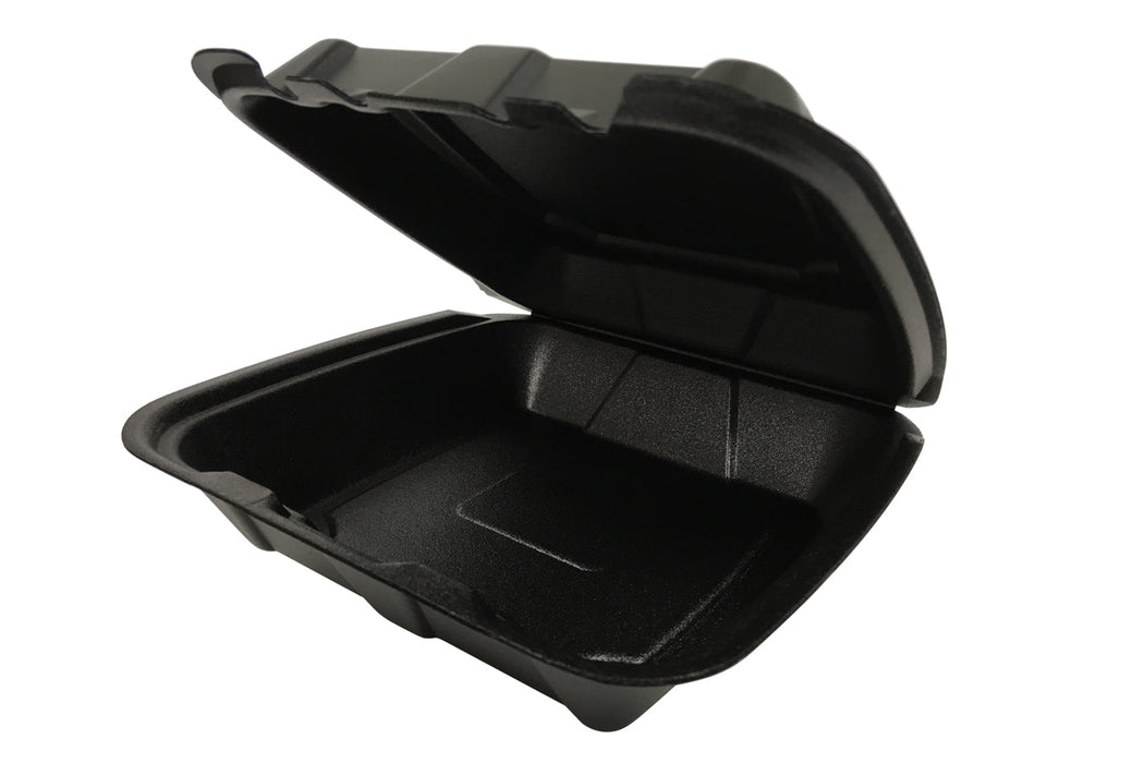8" x 8"  Black Foam Hinged Container 1-Compartment 200 Counts