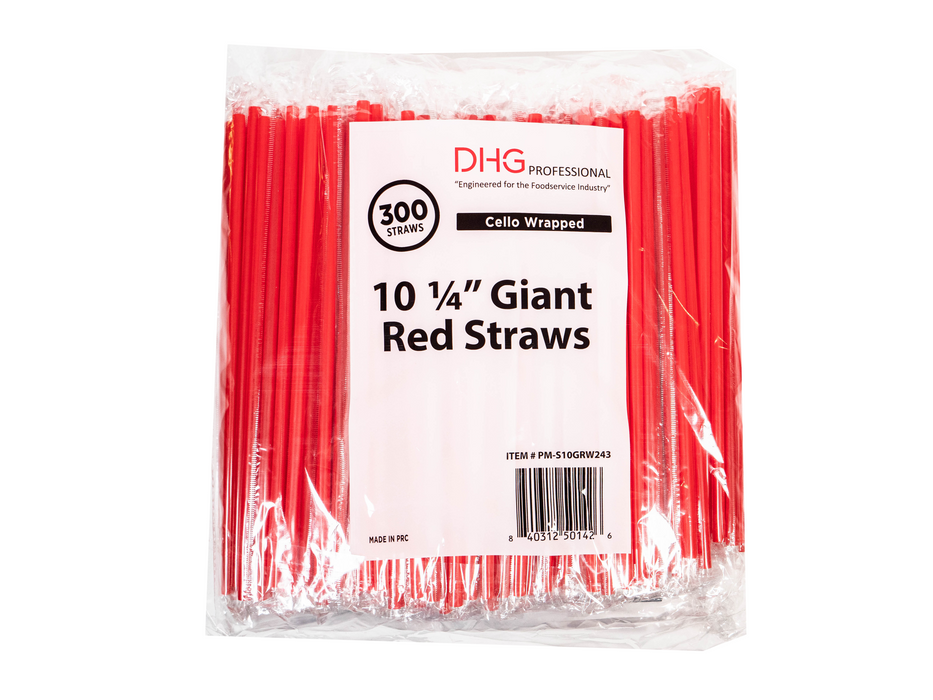 10-1/4 Inch Plastic Drinking Straw 7.5mm Wide Red Plastic Straw