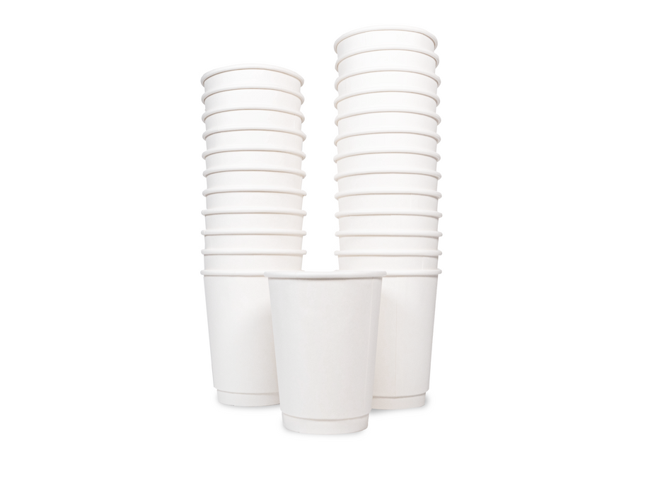White Double Wall Insulated Disposable To Go Coffee Cups [500 Counts] Perfect for Chocolate Tea, Espresso, and Cocoa Drinks