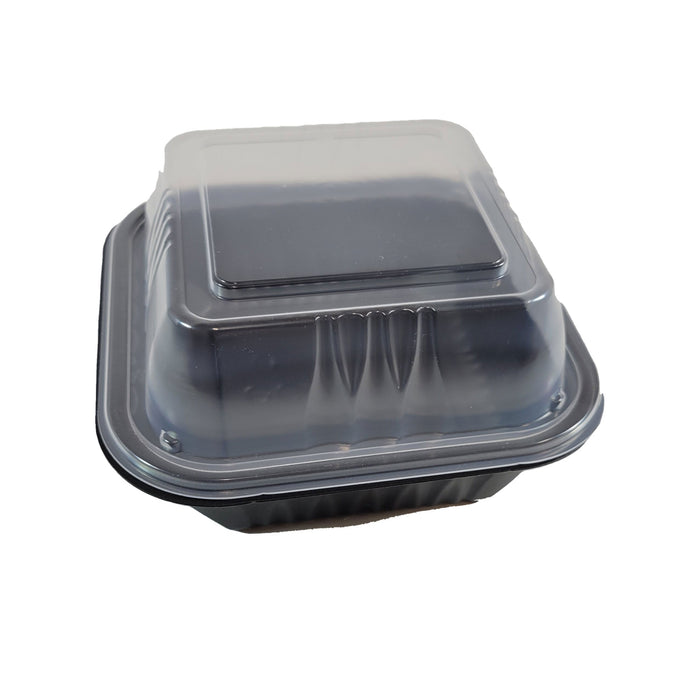 PP Pebble Box Serving Tray with Lid, Food Container (6x6" 1 Compartment)