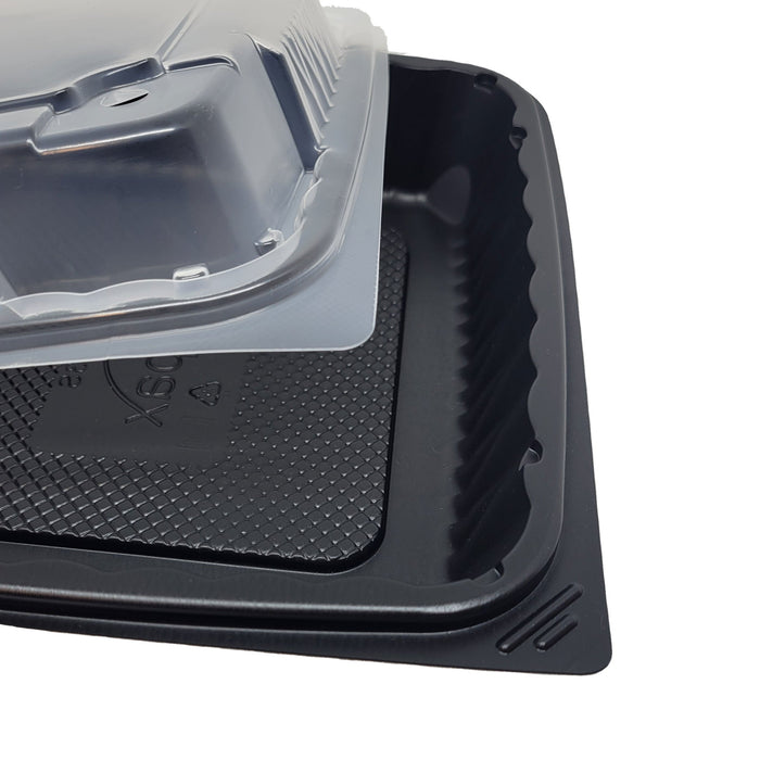 8" x 8" x 3", 1 Compartment Tray with Translucent Vented Lid. Combo Pack (Tray and Lid). Pebble.