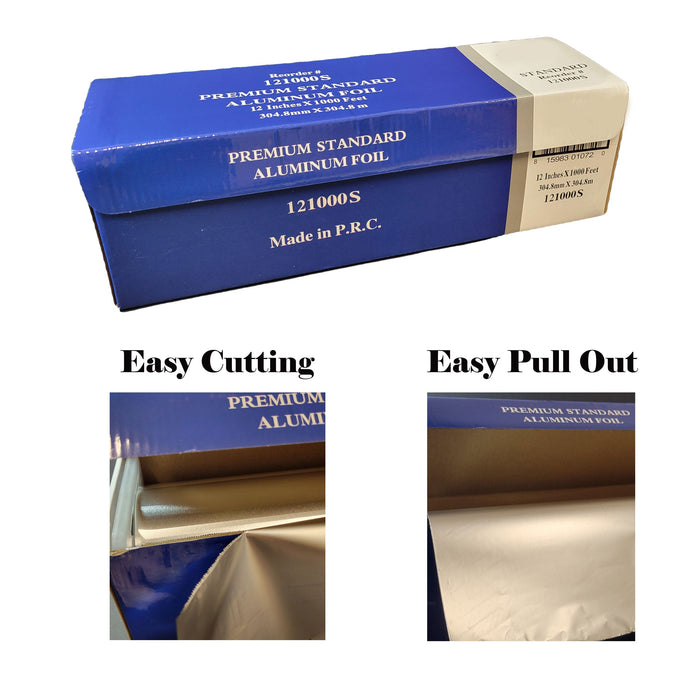 Food Service Aluminum Foil, Premium Aluminum Foil Roll with Integrated Cutter