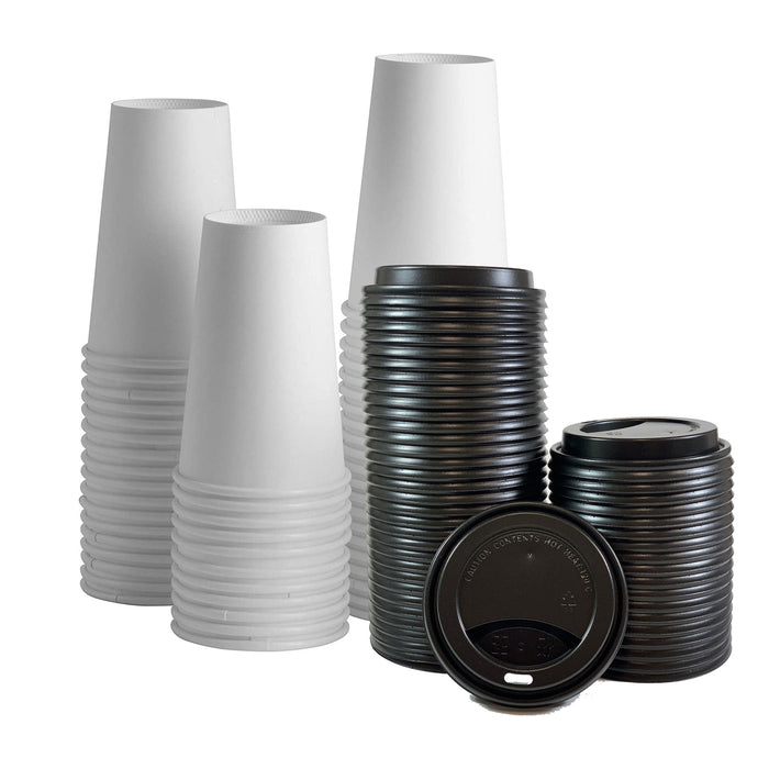 16 oz Disposable Paper Coffee Cups with Lids
