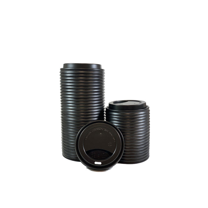Black PP Dome Lid (90mm) for 10-20oz Paper Hot Cup, (sip through) 1000/Case