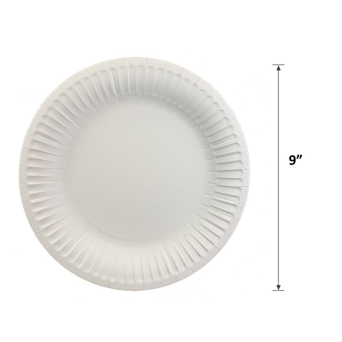 The "Green" Standard 9-Inch Paper Plates Uncoated, White 100 Plates