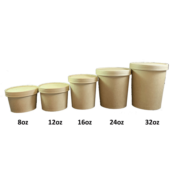 16oz White Paper Food Containers With Vented Lids, To Go Hot Soup Bowls,  Disposable Ice Cream Cups