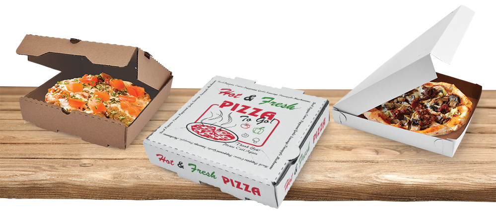 50 Pack Pizza Box 4 Color Print "Hot & Fresh" Pizza - Kraft Base