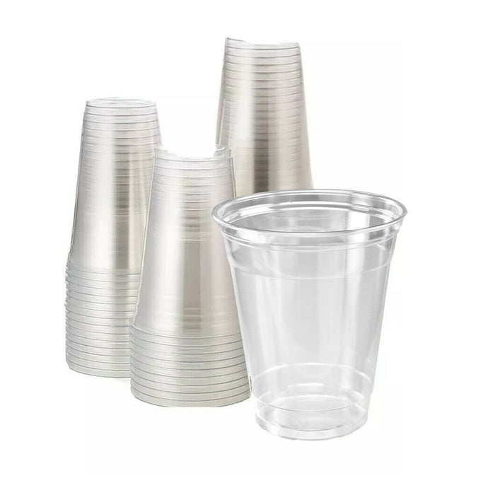 12oz Crystal Clear PET Plastic Cups, Disposable Cold Cups 92mm Diameter