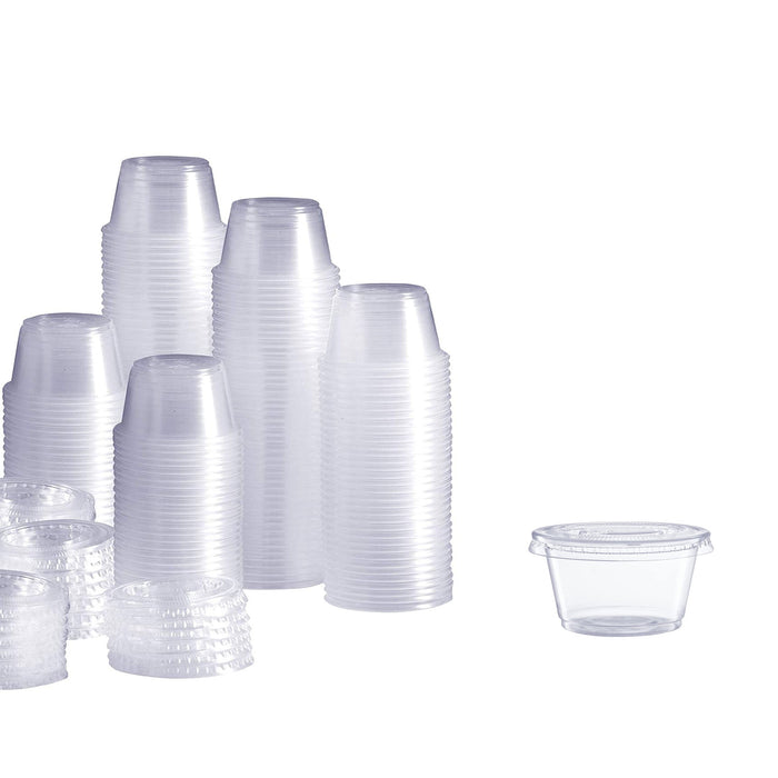 [Case of 2500 Pack] 0.75oz /1oz Plastic Clear Portion Cups, Souffle Cups, Clear Lids Sold Seperately