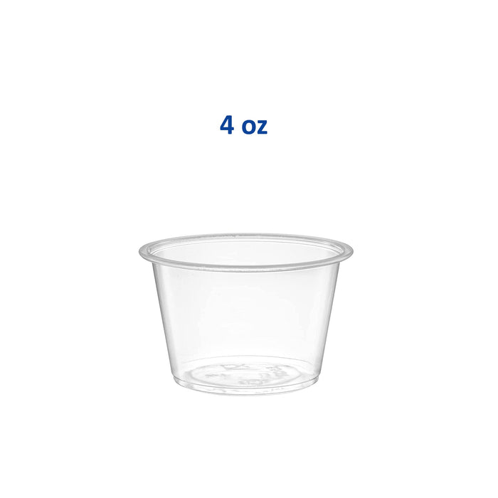 [Case of 2500 Pack] 3.25oz/4oz/5oz Plastic Clear Portion Cups, Souffle Cups, Clear Lids Sold Seperately