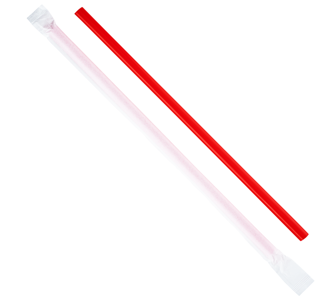 10.25 inch Giant Wrapped Red Plastic Straws, diameter 7mm,  Drinking Straws