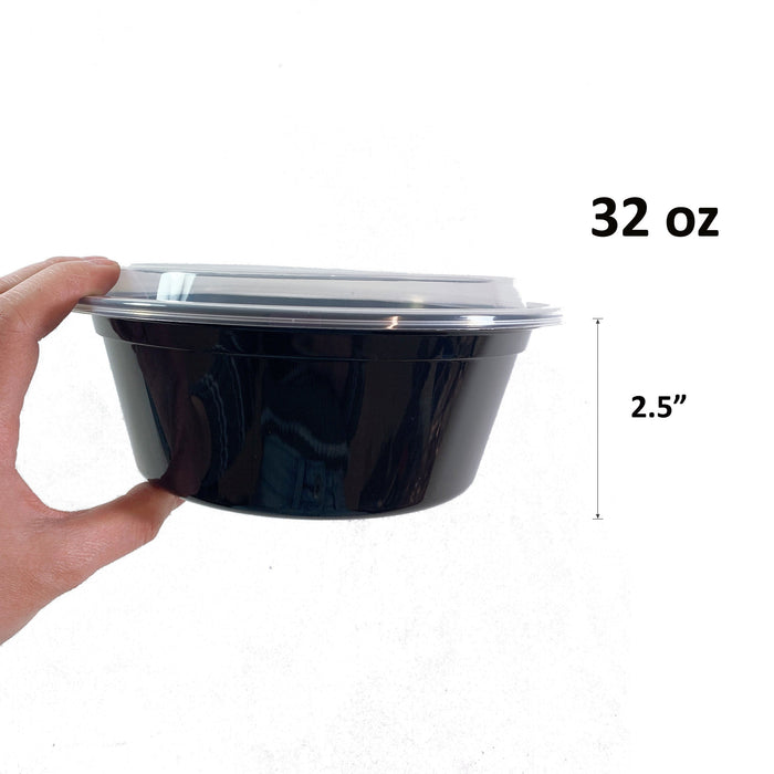 32oz Round Food Containers Meal Prep Microwavable Reusable Plastic BPA Free