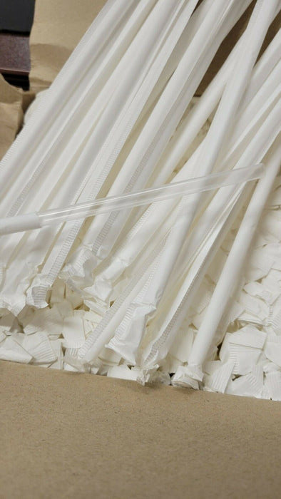 7-3/4" Clear Plastic Straws with Paper Wrapped Drinking Straws
