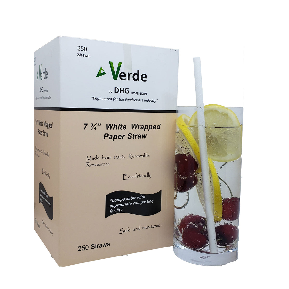 White Paper Straw Individual Wrapped 7.75