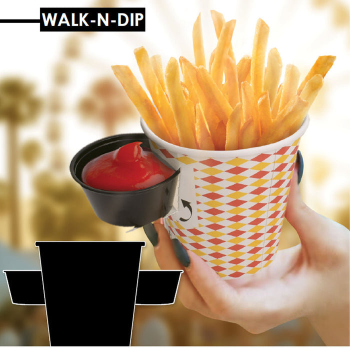16oz Walk-n-Dip Paper Food Containers and 2oz Portion Cups