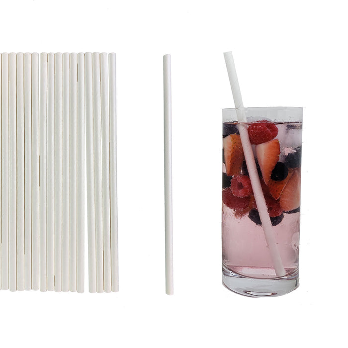 White Paper Straw Individual Wrapped 7.75"