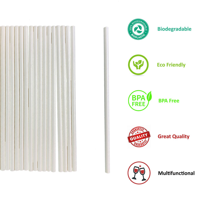 White Paper Straw Individual Wrapped 7.75"